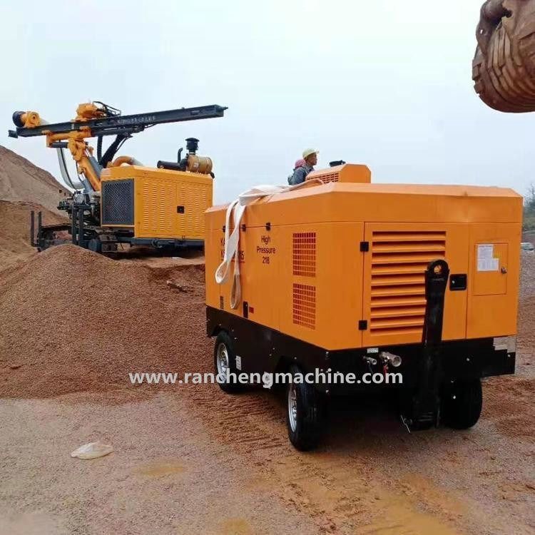 Compresseur d'air à vis diesel portable de 1400 kg 55 kW pour une pression de travail de 8 bar