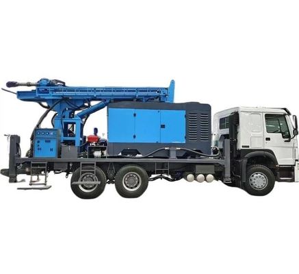 Forage de puits hydraulique à trois roues monté sur l'eau Forage de puits profondeur de forage 400m avec moteur de véhicule de charge Cummins 170 HP